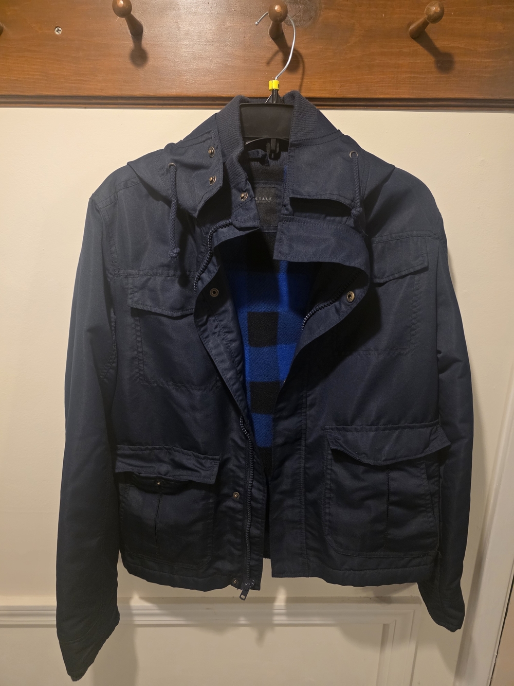Aeropostale Navy Field Jacket with Blue Plaid Lining